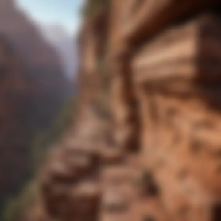 Rock layers revealing the ancient history of the Grand Canyon