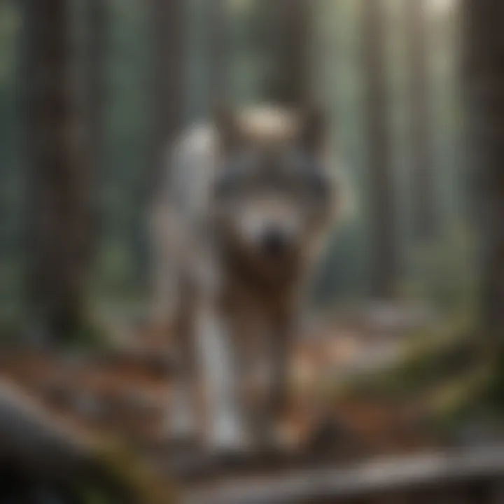 Gray wolf hunting in a pack, illustrating social structure