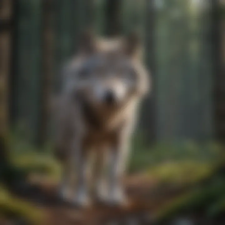 Gray wolf navigating diverse terrain efficiently