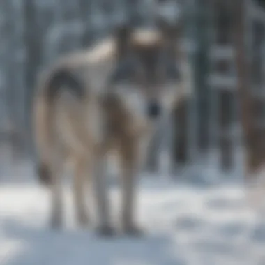 Gray Wolf Hunting in Snowy Terrain Gray Wolf Hunting in Snowy Terrain