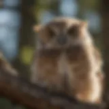 Majestic Great Horned Owlet perched on a tree branch
