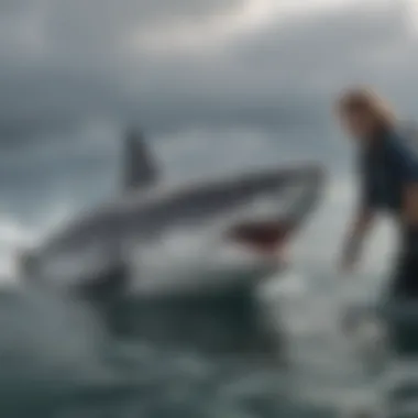 Guardians of the Ocean Realm Conservationists tagging a great white shark