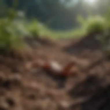 Earthworm casting in soil