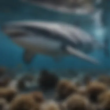 Marine Ecosystem Supporting Whale Sharks A depiction of the rich marine ecosystem, including various species that coexist with whale sharks.