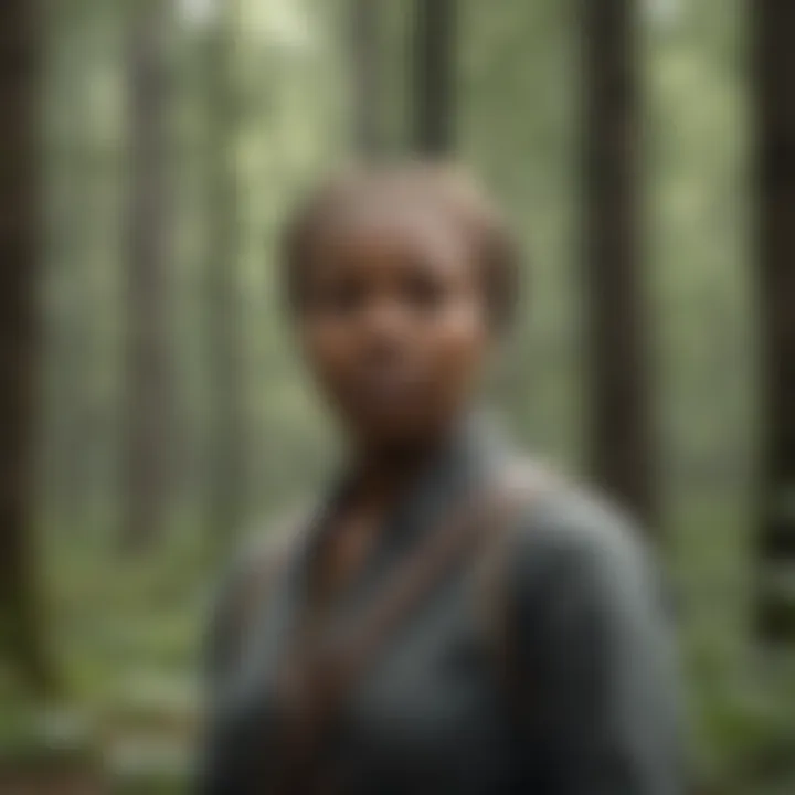 Harriet Tubman leading a group through dense forest