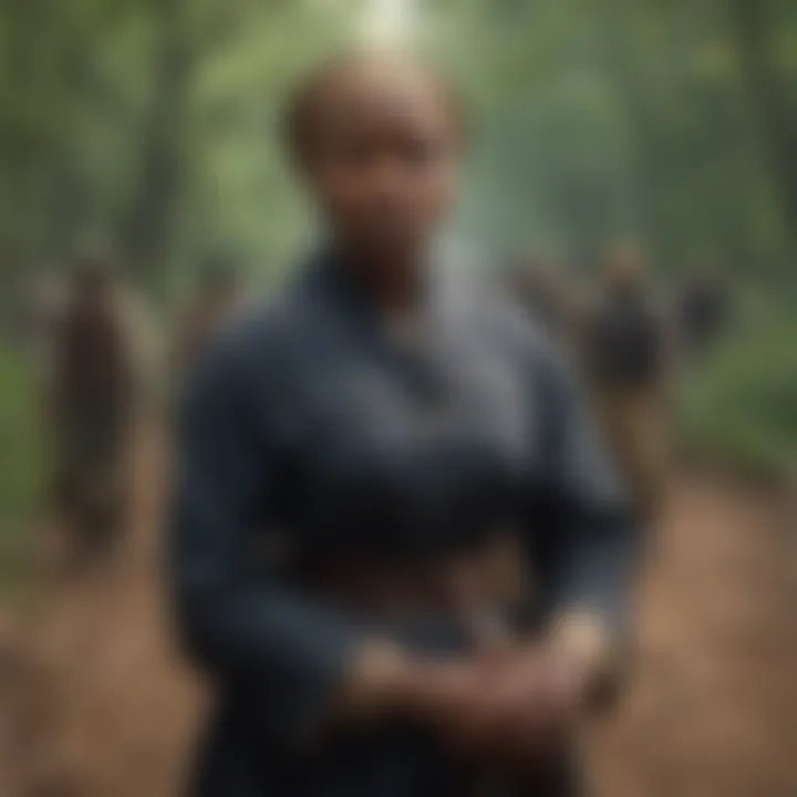 Harriet Tubman leading a group to freedom
