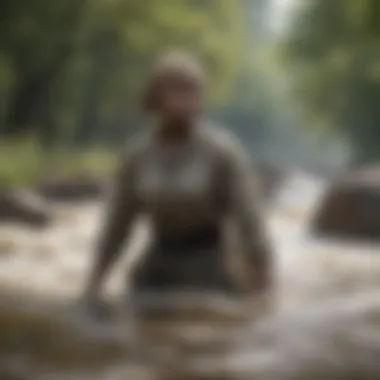 Harriet Tubman crossing a treacherous river