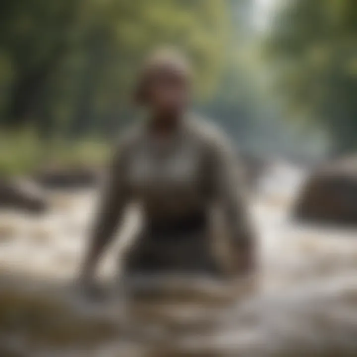 Harriet Tubman crossing a treacherous river