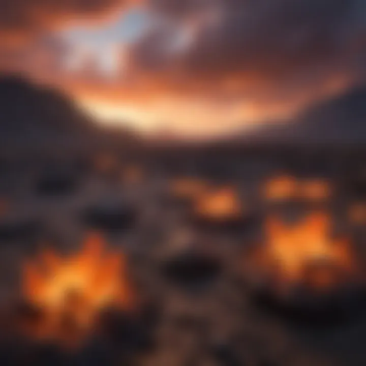 Sunset over the volcanic landscape of Hawaii