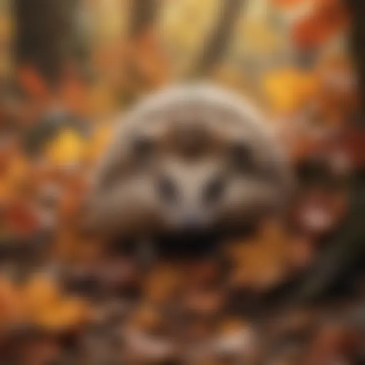 Hedgehog Nestled Among Autumn Leaves