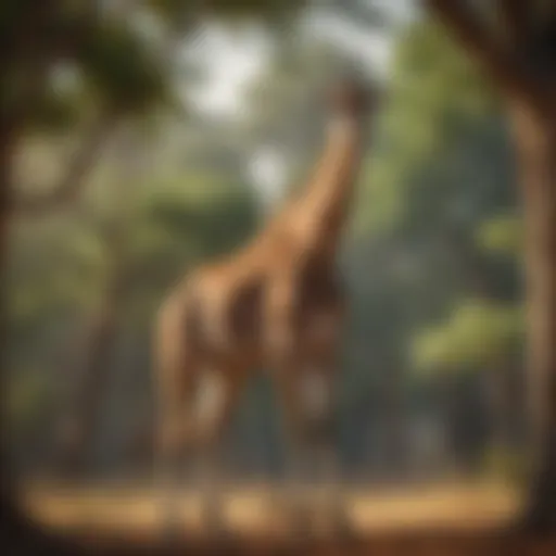 Giraffe in Natural Habitat with Tall Trees