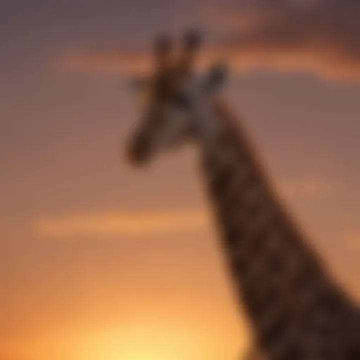 Giraffe Neck Silhouette Against Sunset Sky