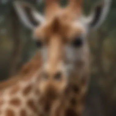Intricate Spotted Coat Pattern of Giraffes Close-up of Giraffe's Unique Spotted Coat Pattern