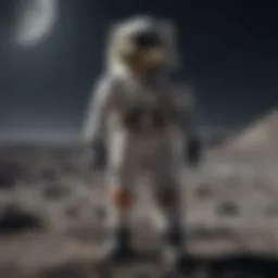 Astronaut in space suit standing on the moon surface