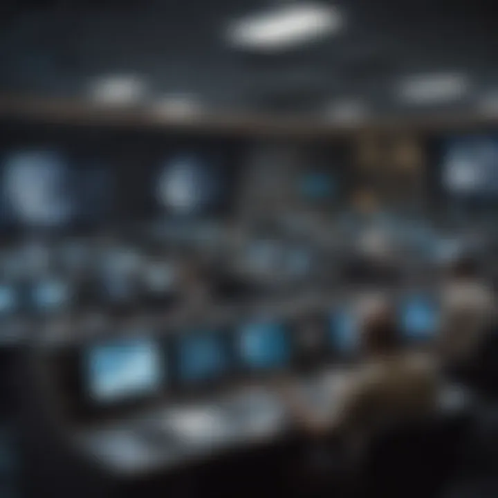 Mission control center monitoring the moon landing