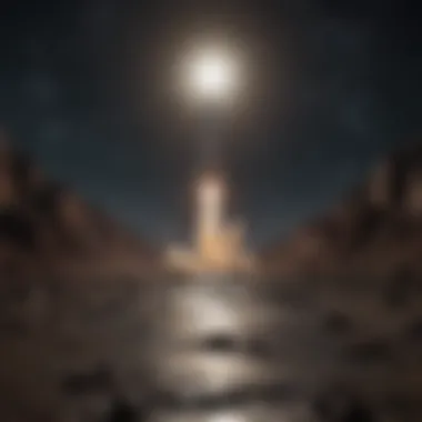 Rocket launch into the deep space towards the moon