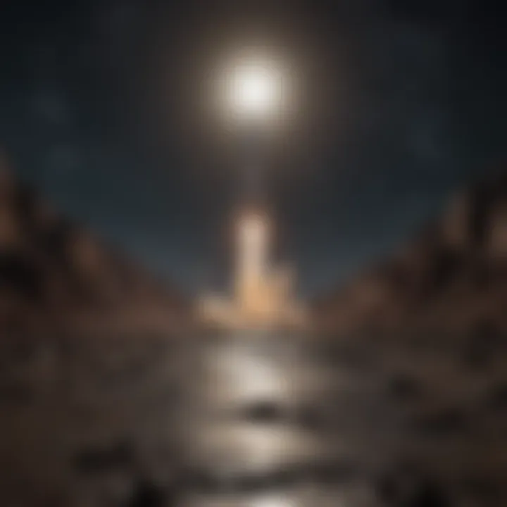 Rocket launch into the deep space towards the moon