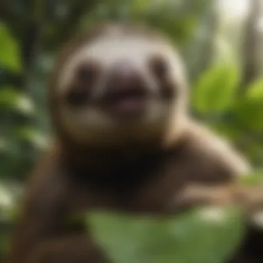 Dietary Habits of Sloths Sloth munching on leaves high up in the canopy