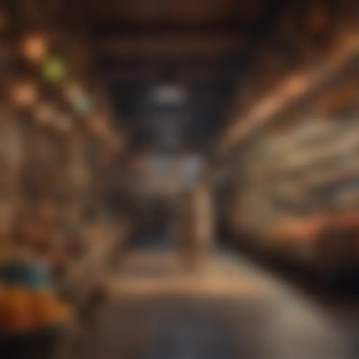 A vibrant marketplace filled with diverse cultural artifacts