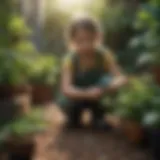 Young child gardening with a green thumb