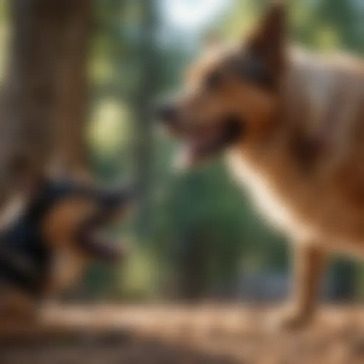 Dog responding to owner in a playful setting