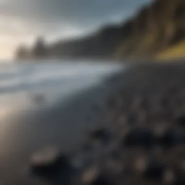 Dramatic Black Sand Beach of Iceland Volcanic black sand beach with basalt columns