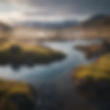 Geothermal hot springs surrounded by dramatic scenery