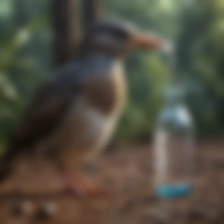 Bird trapped in plastic bottle