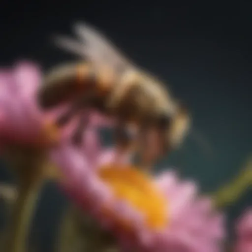 Honeybee pollinating a vibrant flower