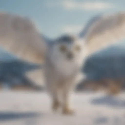 Magnificent snowy owl wingspan in flight