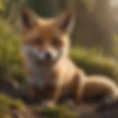 Kit Fox Exploring Its Environment A playful kit fox discovering its surroundings