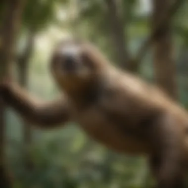 Sloth in Motion Sloth leisurely moving through the trees