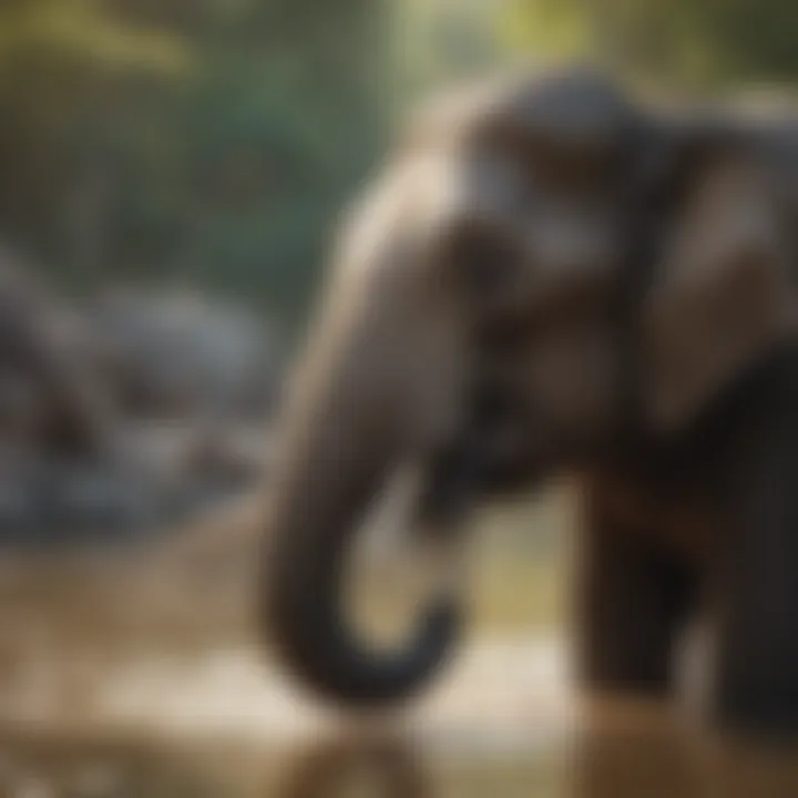 Indian Elephant Bathing in a River