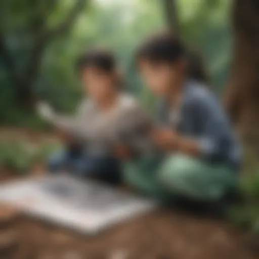 Illustration depicting children reading Chinese newspapers on LeafLearners