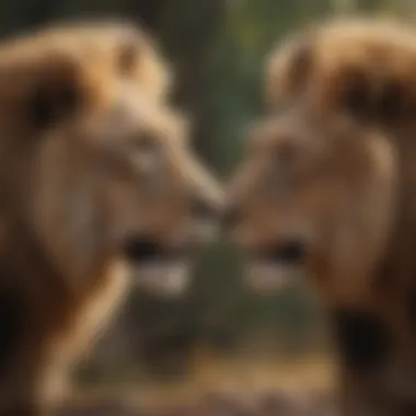 Lions engaged in a playful interaction, demonstrating their social behavior.