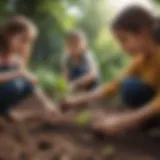 Children planting seeds in a garden
