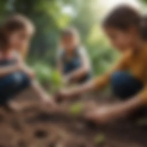 Children planting seeds in a garden
