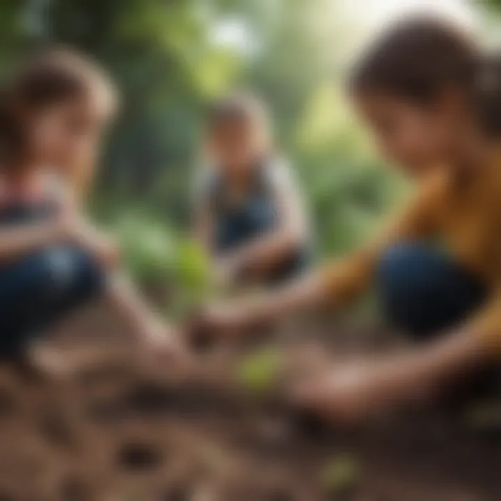 Children planting seeds in a garden