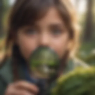 Curiosity in Nature Children exploring nature through a magnifying glass