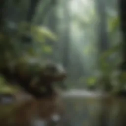 A vibrant rainforest teeming with diverse flora and fauna.