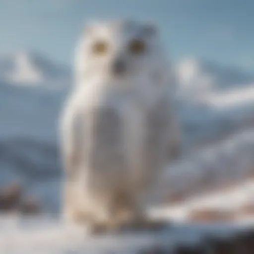 A majestic snowy owl perched in a snowy landscape