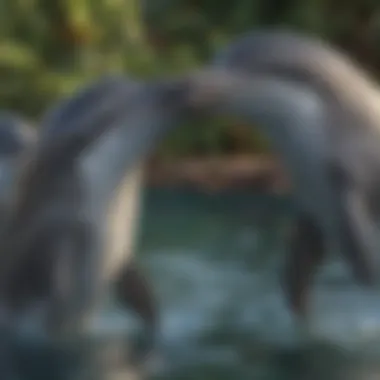 A group of bottlenose dolphins communicating through intricate sounds