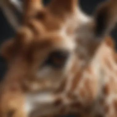 Close-up of a giraffe's intricate spotted pattern