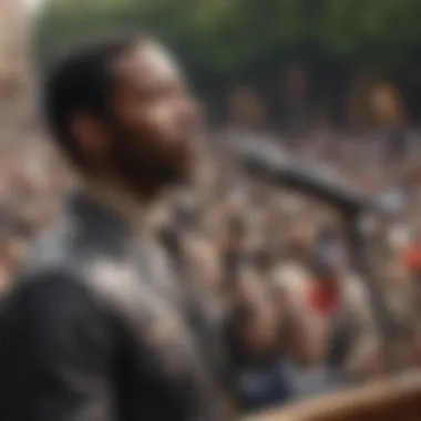 Activism Triumphs in Black History Illustration of a civil rights leader addressing a crowd at a rally