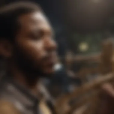 Musical Innovations in Black History Artistic representation of a jazz musician revolutionizing music