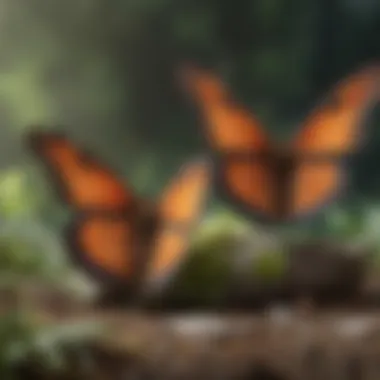 Butterflies in various stages of their lifecycle