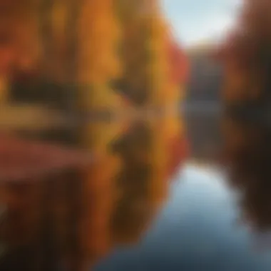 Vibrant autumn foliage reflecting in a pristine Wisconsin lake