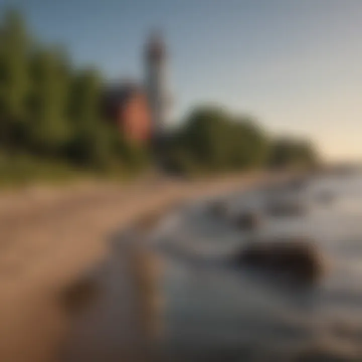 Historic lighthouse standing guard over Lake Michigan's shoreline