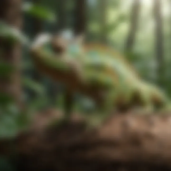 A fascinating chameleon blending into its surroundings