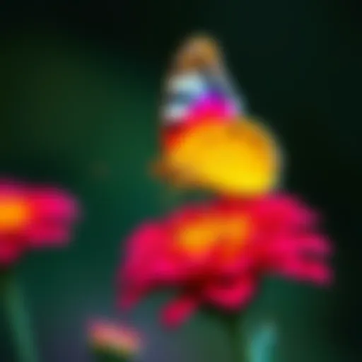 Colorful butterfly perched on a vibrant flower